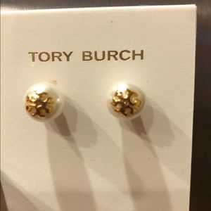Tory Burch pearl earrings.